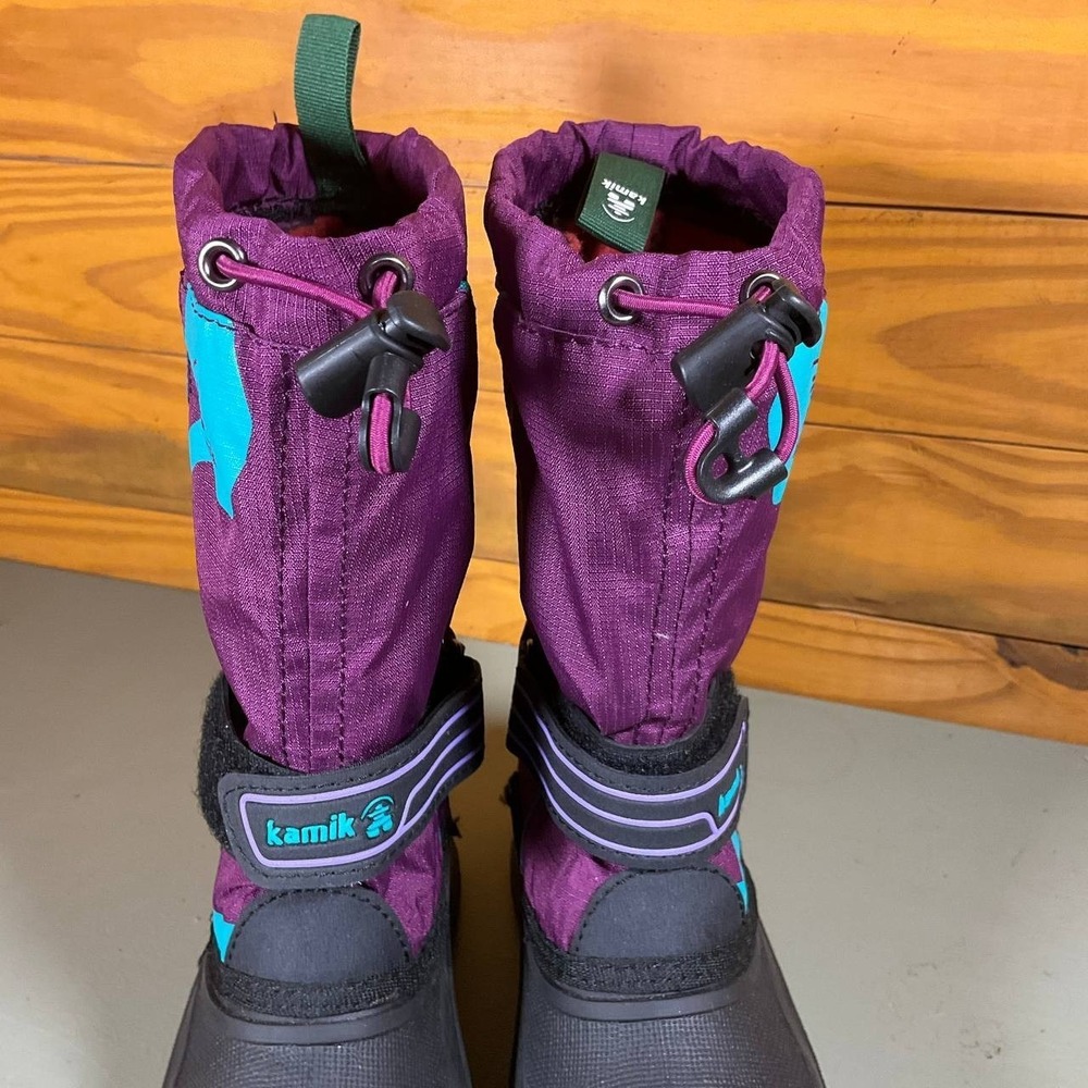 Kamik Youth Snowcoast 3 Snow Boots Purple & Teal Winter Easy‎ On/Off Size 13 - Picture 5 of 16